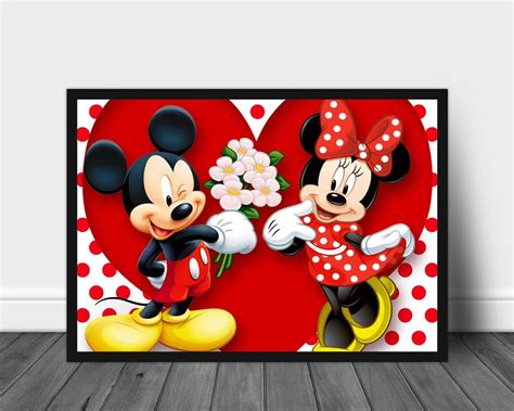 Mickey Mouse Wall Art Minnie And Mickey Poster Mickey Mouse Etsy