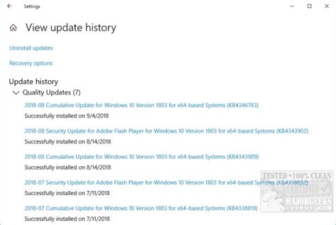 How To Uninstall Windows 10 Updates Majorgeeks