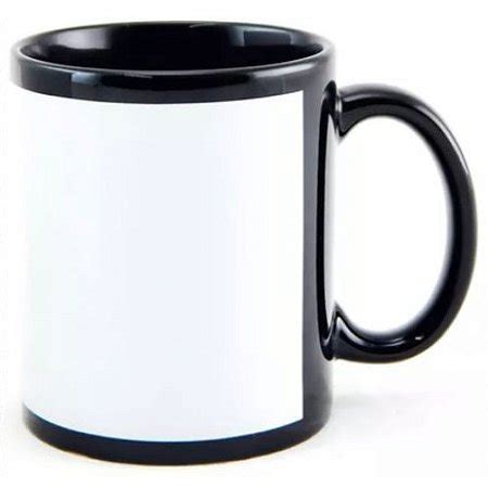 Caneca Preta Tarja Branca Para Sublima O Atacad O Multim Dia