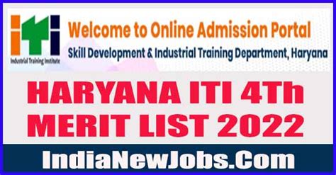 Haryana Iti 4th Merit List 2022 Release On 22 Sept