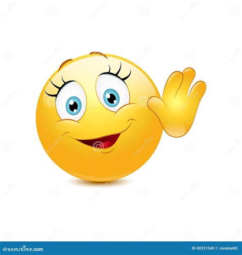 Female Smiley Waving Hello Stock Vector Illustration Of Button 40231540