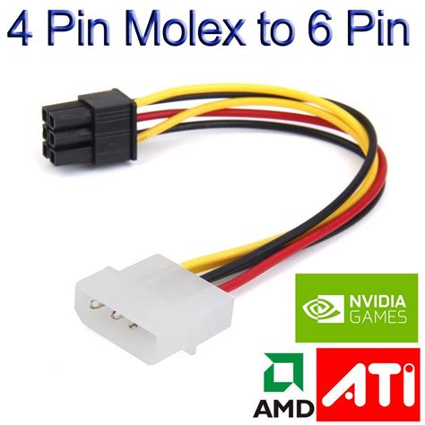 สายแปลงไฟ Powr 4 Pin Molex to 6 Pin PCI Express PCIE Video Card Power