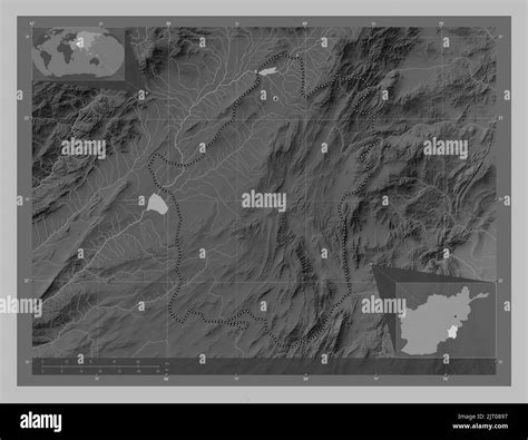 Paktika Province Of Afghanistan Grayscale Elevation Map With Lakes