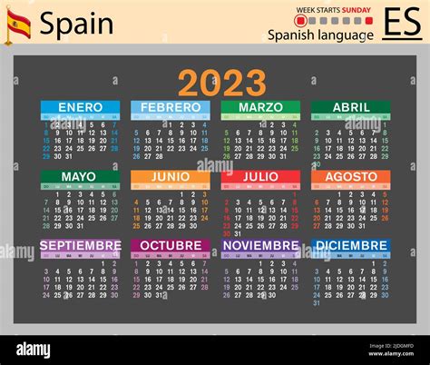 Calendario de bolsillo horizontal español para 2023 dos mil veintitrés