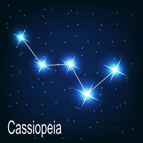 The constellation Cassiopeia star in the night sky. 3392894 Vector Art ...