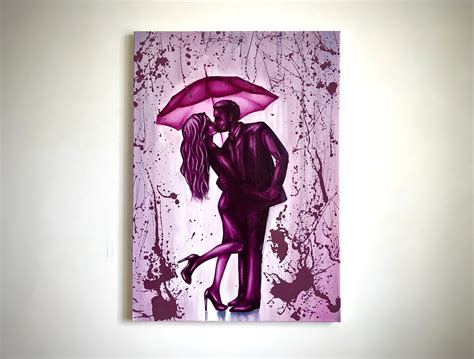 Kiss In The Rain Red Umbrella