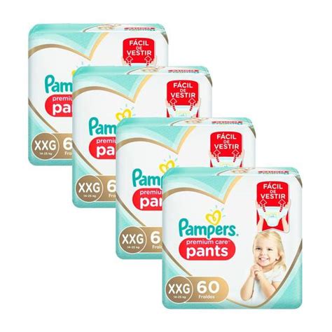 Kit 4 Fralda Infantil Pampers Premium Care Pants Tamanho Xxg Com 60