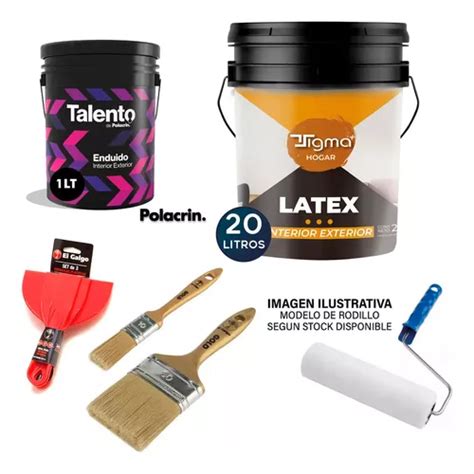 Combo Completo Pintura Latex 20l Enduido Talento Accesorios