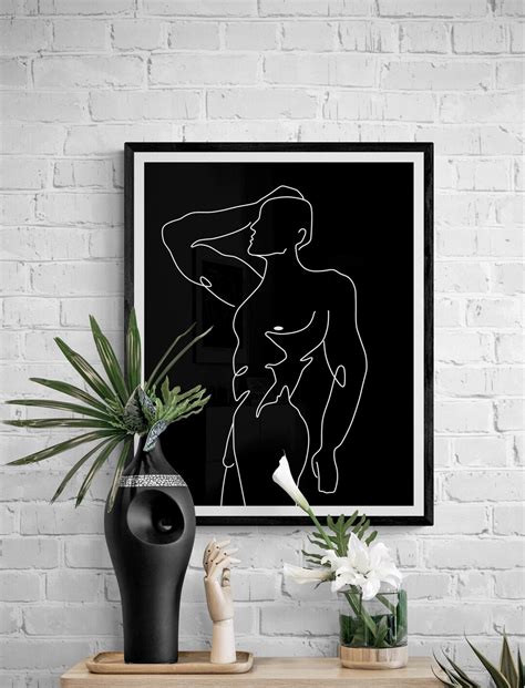 Naked Man Abstract Man Body Art Male Nude Sketch Minimal Body Line