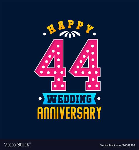 Happy 44th Wedding Anniversary Celebration Vector Image