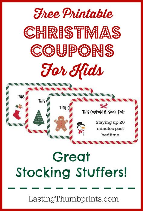 Free Christmas Coupon Printable For Kids Free Homeschool Deals