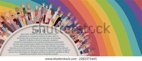 Group Raised Hands Circle Multicultural Diverse Stock Vector (Royalty ...