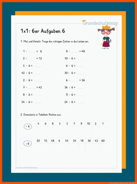 6er Reihe Arbeitsblatt Mathe Arbeitsblätter