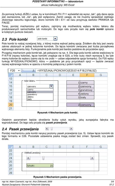 PODSTAWY INFORMATYKI Laboratorium Arkusz Kalkulacyjny MS Excel