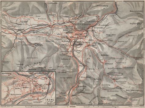 BAD ISCHL antique town city plan stadtplan. Austria Österreich karte ...