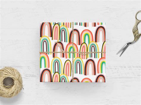 Rainbow T Wrap Colorful Rainbows Wrapping Paper Holiday Etsy