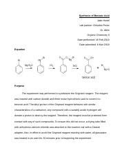 Benzoic Acid Grignard Reagent Docx Synthesis Of Benzoic Acid Jake