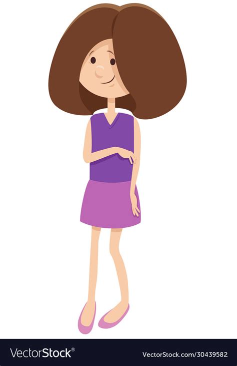 Shy Girl Comic Character Cartoon Royalty Free Vector Image