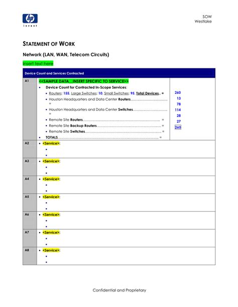 Statement of Work Template - download free documents for PDF, Word and ...