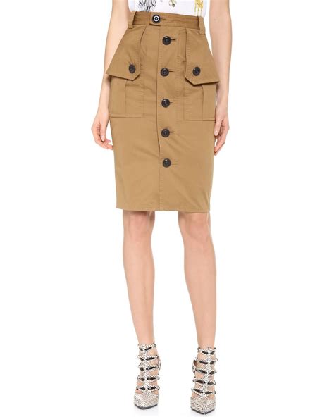 Dsquared² Utility Pencil Skirt In Natural Lyst