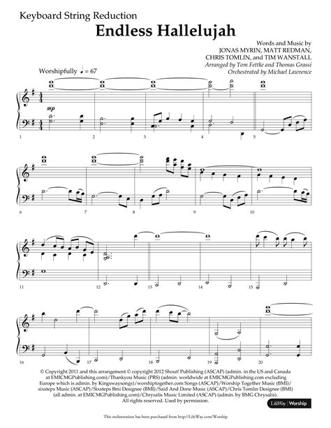 Endless Hallelujah Choral Anthem Satb String Reduction Sheet Music