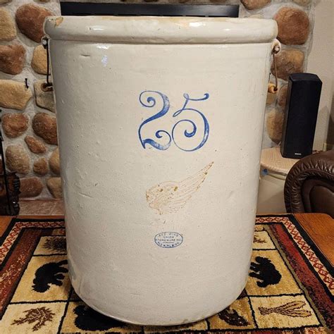 Vintage 25 Gallon Red Wing Crock With 6 Wing With Handles Circa 1920s