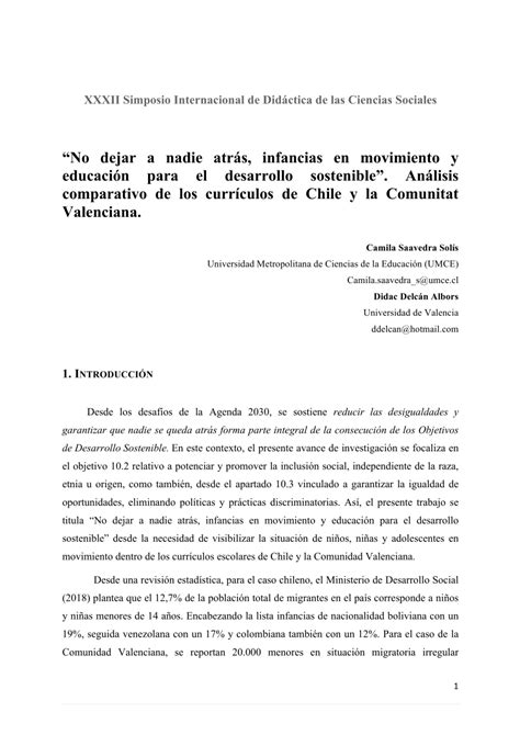 Pdf “no Dejar A Nadie Atrás Infancias En Movimiento Y Educación Para El Desarrollo Sostenible