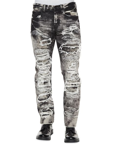 Prps Dalia Destroyed And Distressed Denim Jeans In Black For Men Lyst