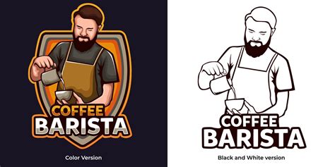 barista coffee mascot logo design suit  proper  fix  coffee