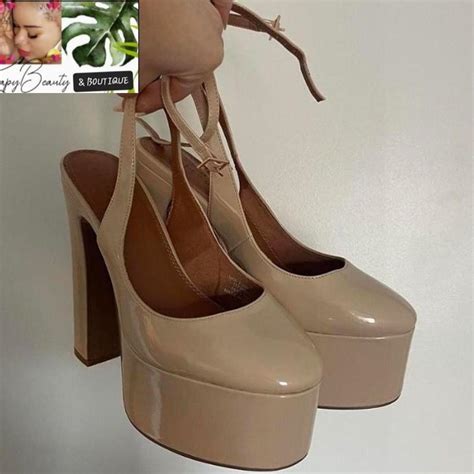 Platform Nude Chunky Heels Pumps Women S Size Depop