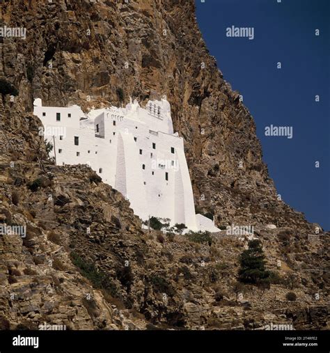 Greece. Amorgos Island. The monastery of Panagia Hozoviotissa Stock ...