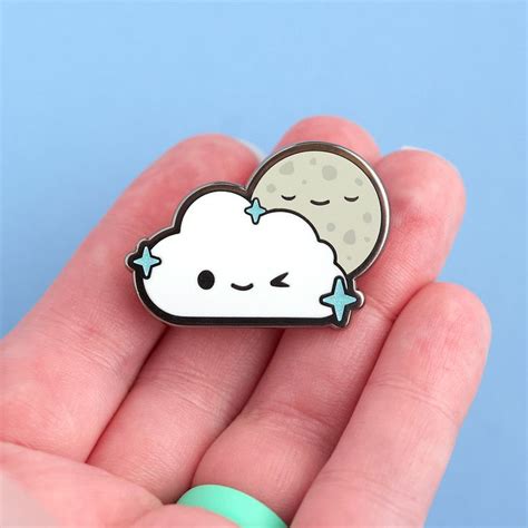 Sparkle Cloud Pin Happy Cloud Hard Enamel Pin Kawaii Lapel Pin Cumulus