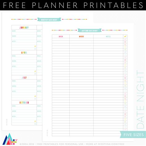 FREE Account Info + Date Night Planner Page Printables • Miss Tiina ...