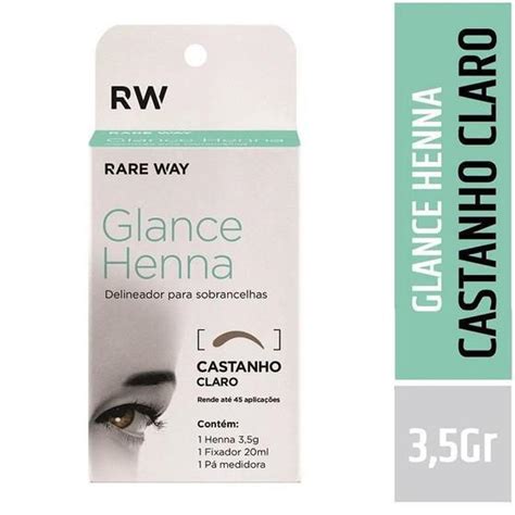 Kit Henna Para Sobrancelhas Glance Castanho Claro Rare Way Tinta E