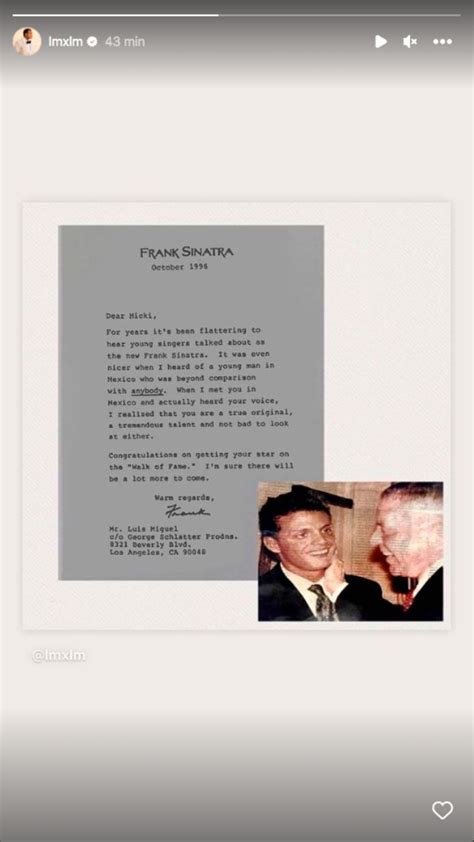 La carta inédita que le envió Frank Sinatra a Luis Miguel hace 27 años