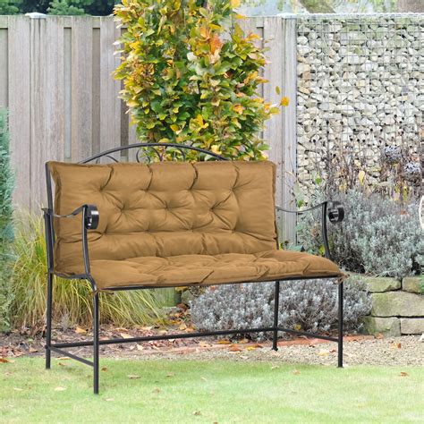 Outsunny Patio Bench Cushion, Thick Outdoor Seat Cushions with Backrest ...