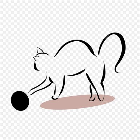 Cat Abstract Line Drawing Playing With A Ball Cat Paw Cat Linear Png