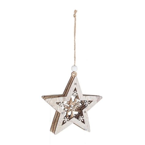 Комплект 10 украшения, Форма на звезда, Дървени, 10.5x1.8x10 см - eMAG.bg