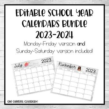 Editable School Year Calendars Bundle 2022-2023 (Yearly Updates)