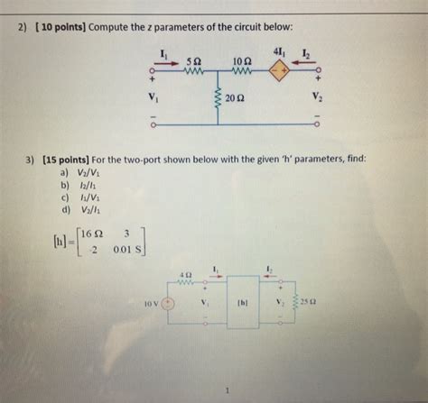 Solved Compute The Z Parameters Of The Circuit Below For Chegg