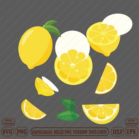 Lemon Slice Png Svg Fruits Dxf Fruit Svg Furit Cut File Lemon Layered