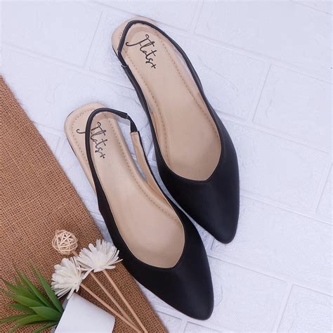 Jual Sepatu Bigsize Wanita Flatshoes Big Size MI 02 Hitam Shopee