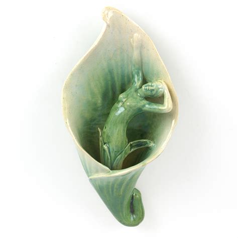 ALF HAMBERG Sculpture Majolica Art Nouveau Flower Shape With Naked