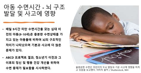 아동 9시간 미만 수면 두뇌발달 저하와 정신 건강 문제 야기