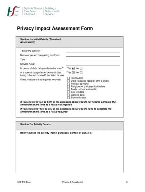 Fillable Online Hse Privacy Impact Assessment Pia Process Guidance