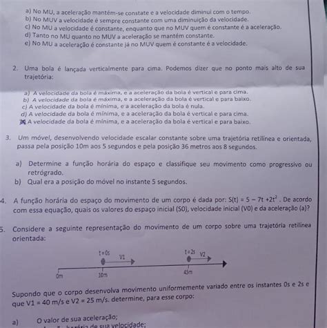 A Fun O Hor Ria Do Espa O Do Movimento De Um Corpo Dada Por S T