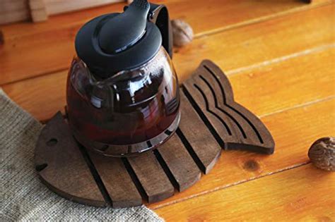 The Mammoth Design Fish Trivets For Hot Dishes Perfect Gift Decorative Wooden Trivet Coaster