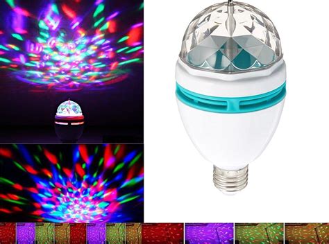 Lightahead LED Strobe Bulb Multi Color Changing Rotating Crystal Disco