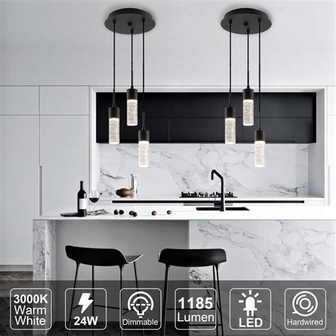 Aoceley Black Pendant Light Crystal Column Led Pendant Lights Pendant Lights 3