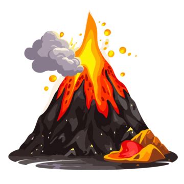 Volcano Clipart Volcano On White Background With Red Liquid On Top